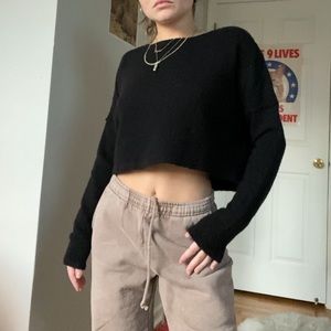 Black Cropped Dolman Sleeve Knit